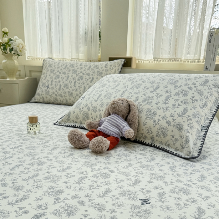 91家纺网 家纺一手货源 找家纺 浮光家居 2026新款全棉贝壳边纯棉单床笠系列2 蝶恋花