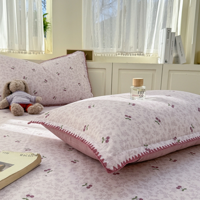 91家纺网 家纺一手货源 找家纺 浮光家居 2026新款全棉贝壳边纯棉单床笠系列2 布歌紫