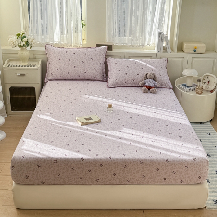 91家纺网 家纺一手货源 找家纺 浮光家居 2026新款全棉贝壳边纯棉单床笠系列2 布歌紫