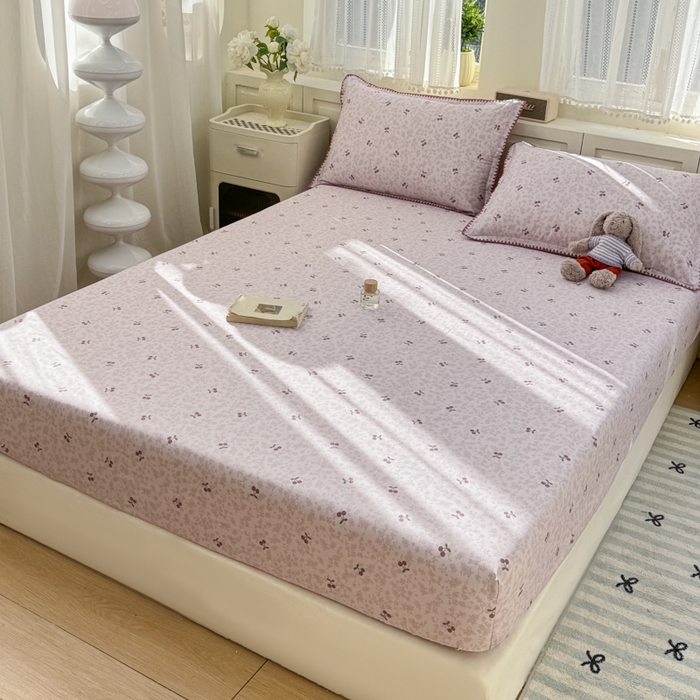 91家纺网 家纺一手货源 找家纺 浮光家居 2026新款全棉贝壳边纯棉单床笠系列2 布歌紫