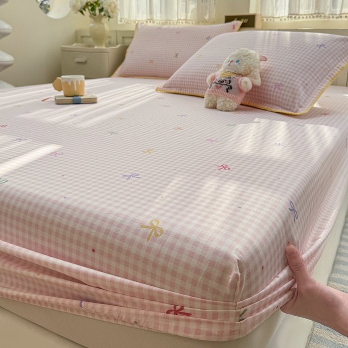 91家纺网 家纺一手货源 找家纺 浮光家居 2026新款全棉贝壳边纯棉单床笠系列2 夏日恋格粉