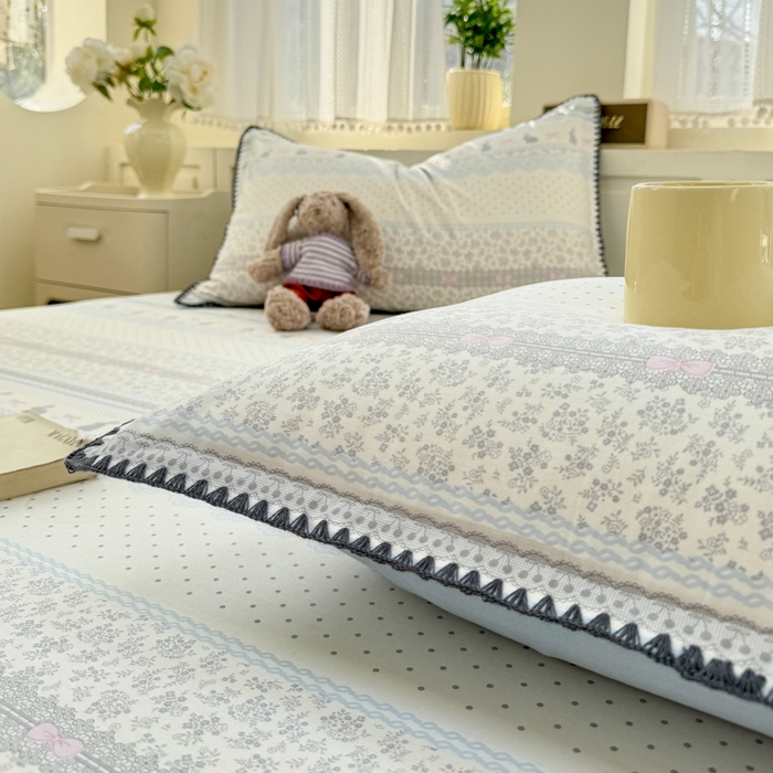 91家纺网 家纺一手货源 找家纺 浮光家居 2026新款全棉贝壳边纯棉单床笠系列2 花边兔