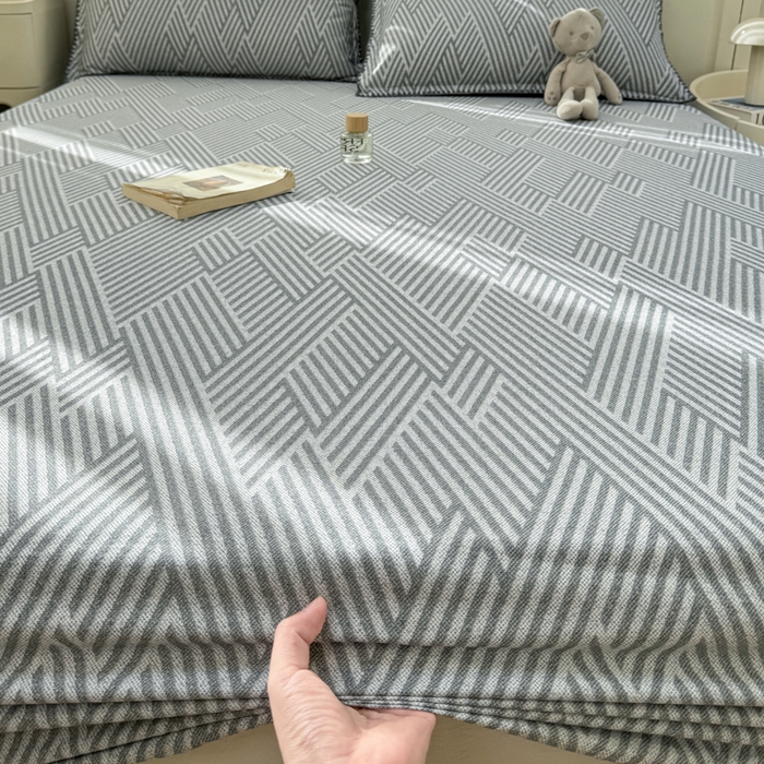 91家纺网 家纺一手货源 找家纺 浮光家居 2026新款全棉贝壳边纯棉单床笠系列2 线韵时尚灰