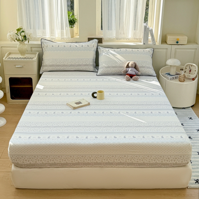 91家纺网 家纺一手货源 找家纺 浮光家居 2026新款全棉贝壳边纯棉单床笠系列2 花边兔