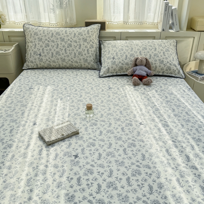 91家纺网 家纺一手货源 找家纺 浮光家居 2026新款全棉贝壳边纯棉单床笠系列2 蝶恋花