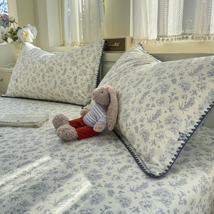 91家纺网 家纺一手货源 找家纺 浮光家居 2026新款全棉贝壳边纯棉单床笠系列2 蝶恋花