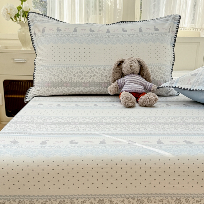 91家纺网 家纺一手货源 找家纺 浮光家居 2026新款全棉贝壳边纯棉单床笠系列2 花边兔