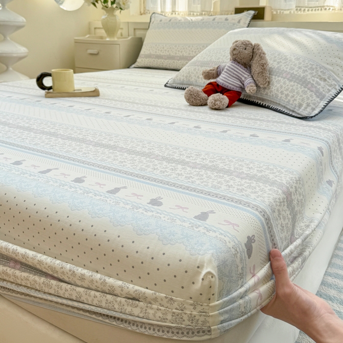 91家纺网 家纺一手货源 找家纺 浮光家居 2026新款全棉贝壳边纯棉单床笠系列2 花边兔