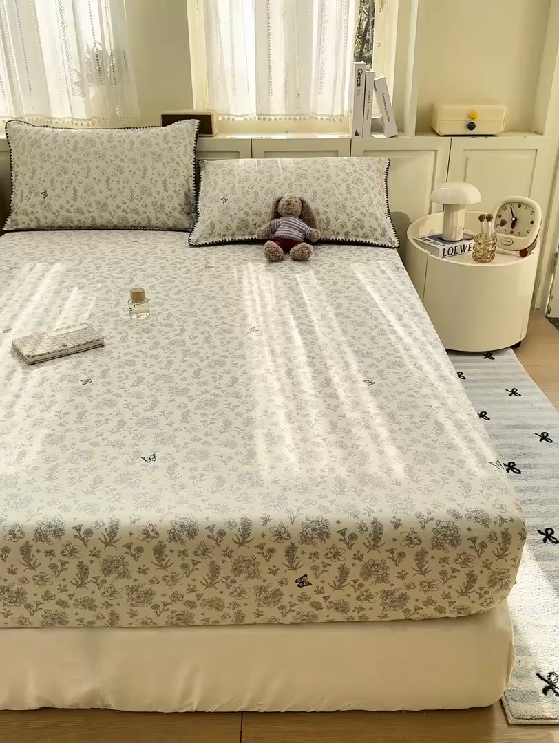 91家纺网 家纺一手货源 找家纺 浮光家居 2026新款全棉贝壳边纯棉单床笠系列2 蝶恋花