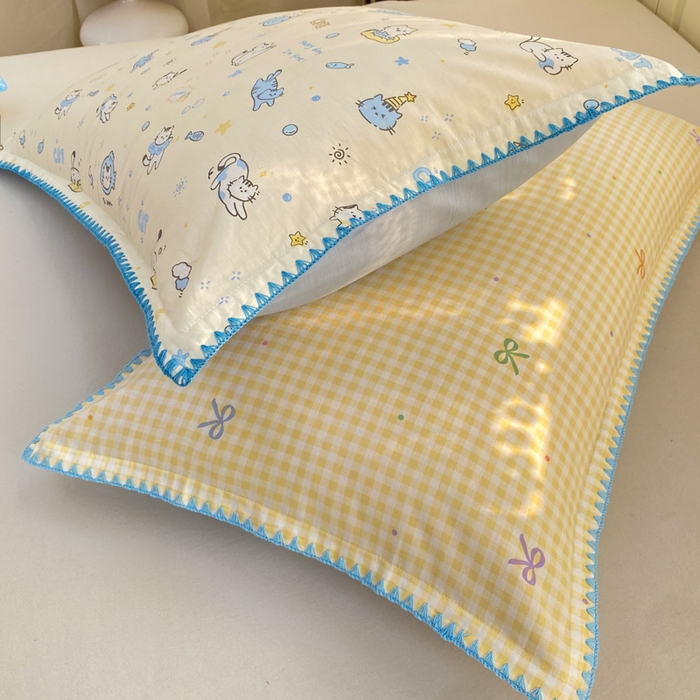 91家纺网 家纺一手货源 找家纺 浮光家居 2026新款全棉贝壳边纯棉单枕套系列2 线韵时尚灰