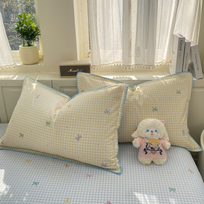 浮光家居 2026新款全棉贝壳边纯棉单枕套系列2 夏日恋格黄