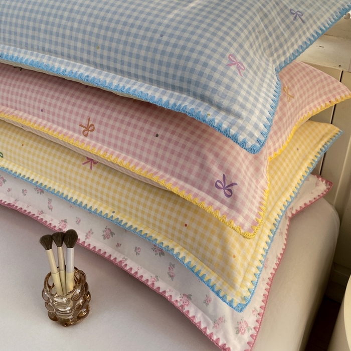 91家纺网 家纺一手货源 找家纺 浮光家居 2026新款全棉贝壳边纯棉单枕套系列2 花边兔