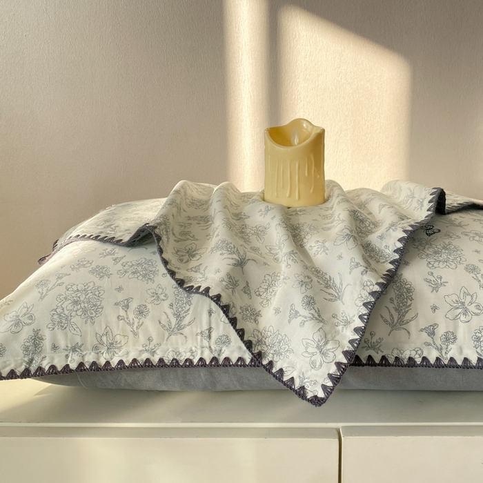 91家纺网 家纺一手货源 找家纺 浮光家居 2026新款全棉贝壳边纯棉单枕套系列2 蝶恋花