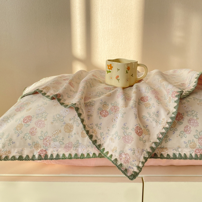 91家纺网 家纺一手货源 找家纺 浮光家居 2026新款全棉贝壳边纯棉单枕套系列2 爱丽花园