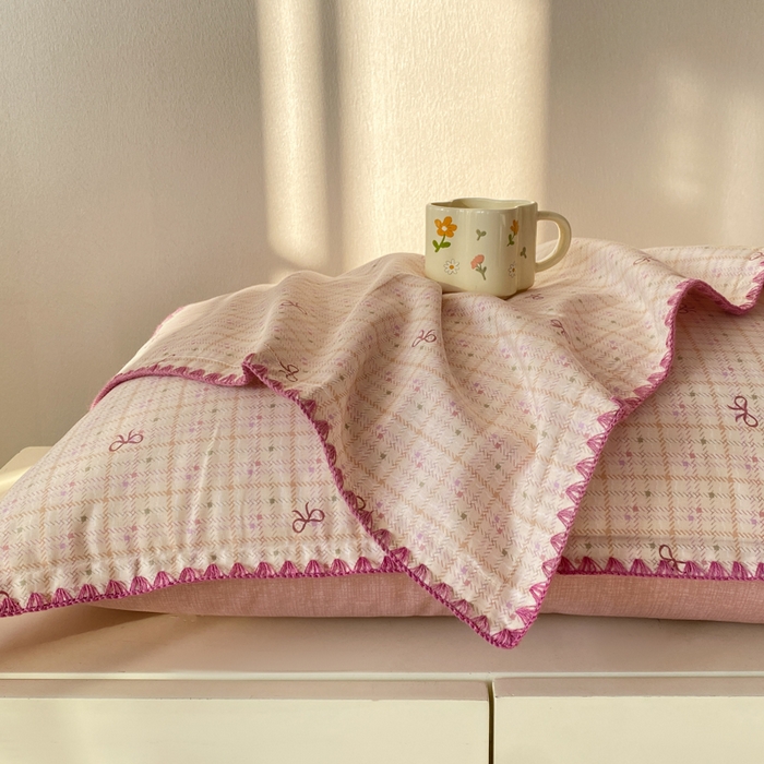 91家纺网 家纺一手货源 找家纺 浮光家居 2026新款全棉贝壳边纯棉单枕套系列2 星慕