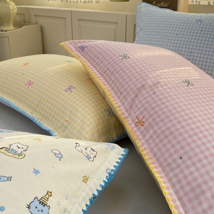 91家纺网 家纺一手货源 找家纺 浮光家居 2026新款全棉贝壳边纯棉单枕套系列2 线韵时尚灰