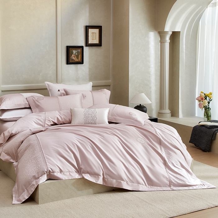 91家纺网 家纺一手货源 找家纺 （总）诗黛尔 2026春夏新款高精密长绒棉刺绣芙洛拉系列四件套（会员-20）