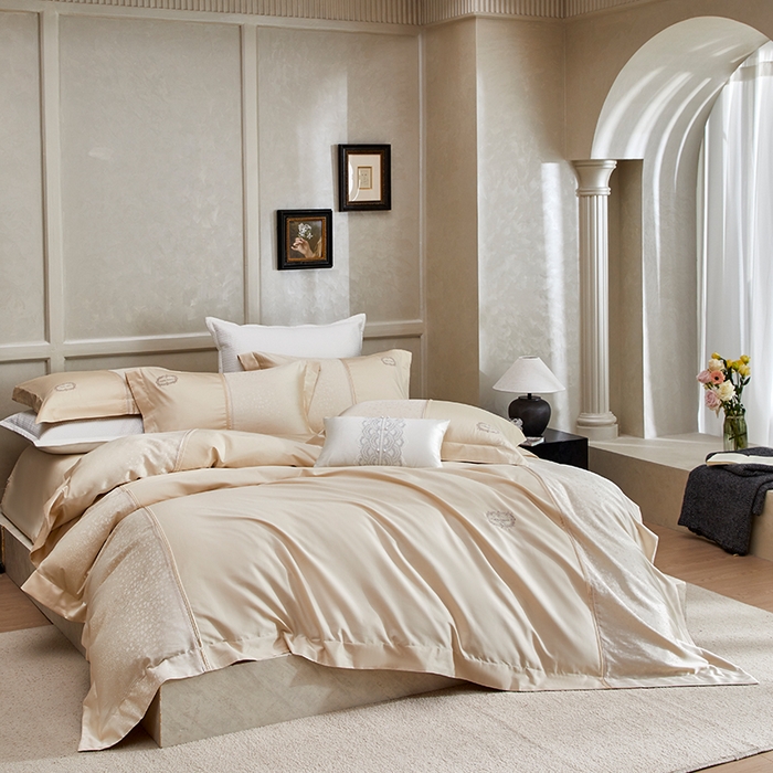 91家纺网 家纺一手货源 找家纺 （总）诗黛尔 2026春夏新款高精密长绒棉刺绣芙洛拉系列四件套（会员-20）