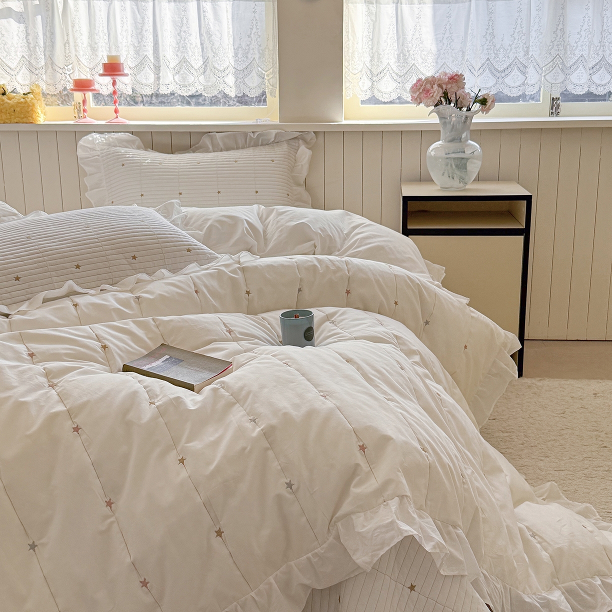 91家纺网 家纺一手货源 找家纺 （总）诗黛尔 2026春夏新款提花长绒棉拼接刺绣四件套格蕾丝系列（会员-20）