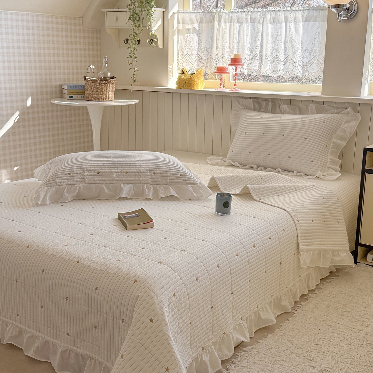 91家纺网 家纺一手货源 找家纺 （总）诗黛尔 2026春夏新款星空间双面60支水洗全棉床盖三件套/四件套