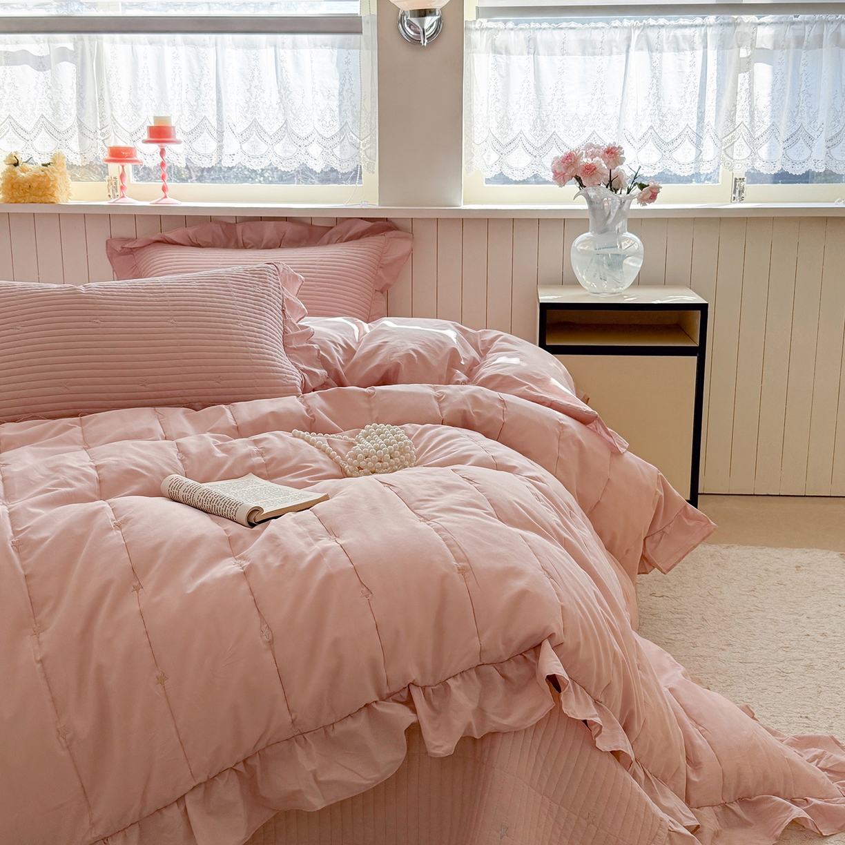 91家纺网 家纺一手货源 找家纺 （总）诗黛尔 2026春夏新款星空间双面60支水洗全棉床盖三件套/四件套