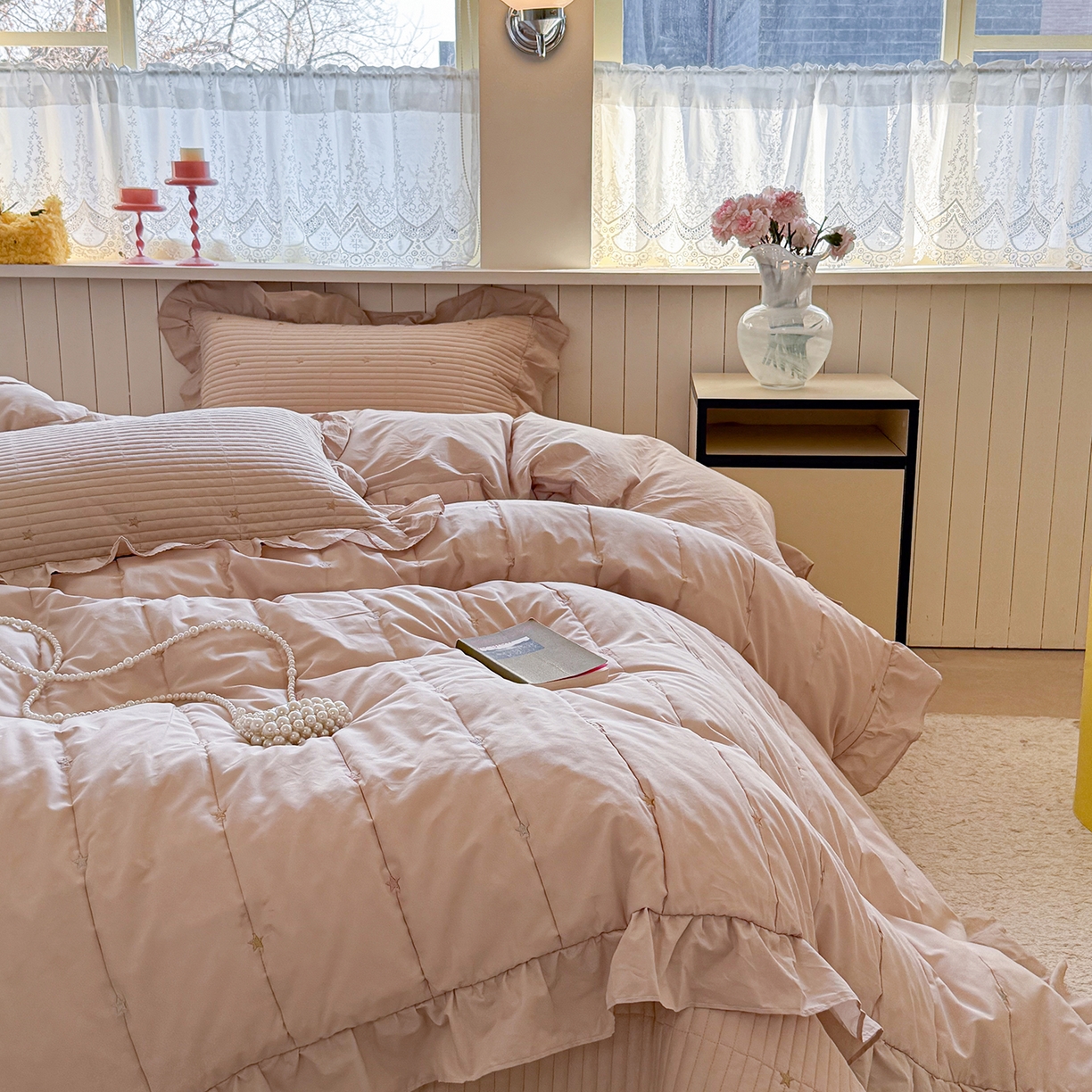 91家纺网 家纺一手货源 找家纺 （总）诗黛尔 2026春夏新款星空间双面60支水洗全棉床盖三件套/四件套