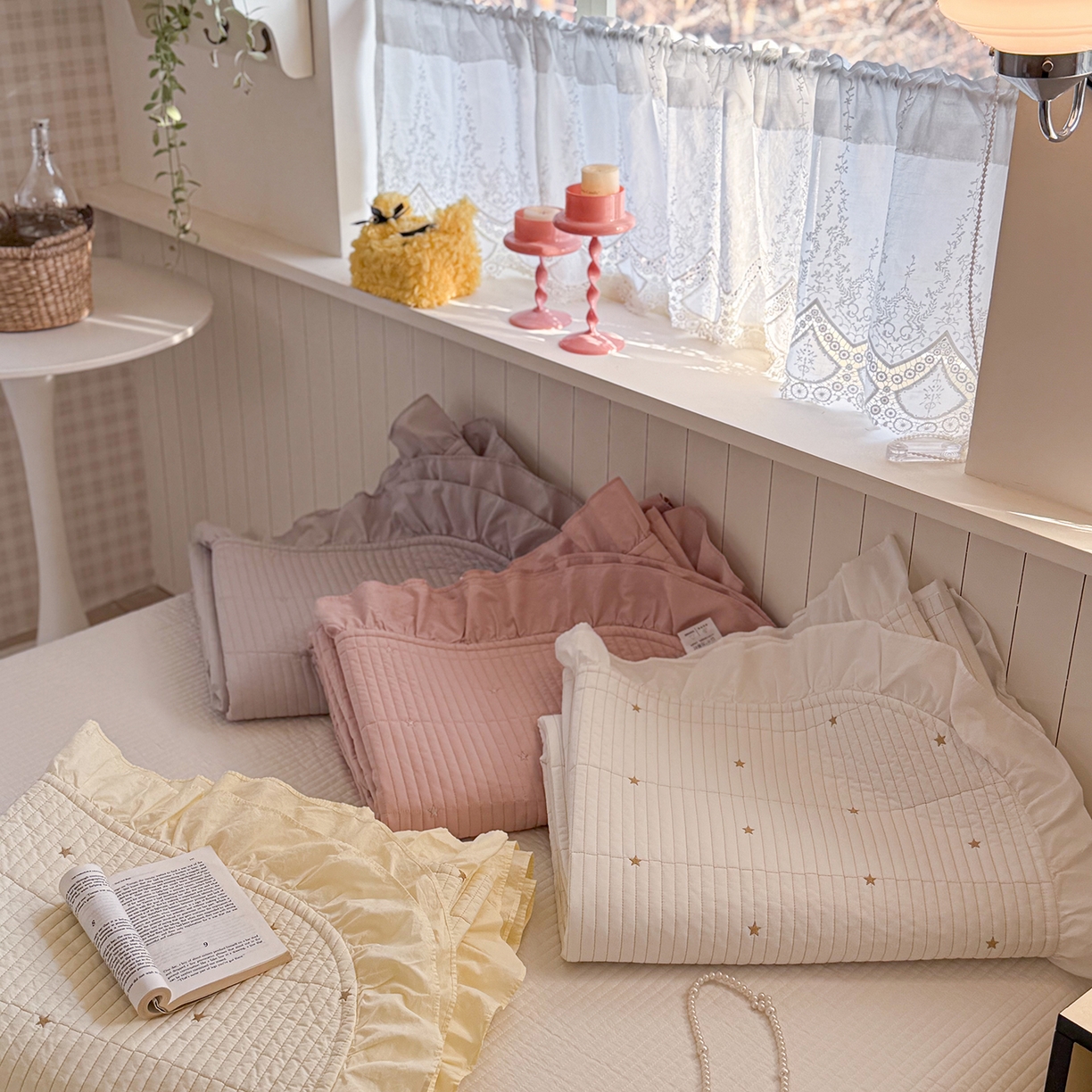 91家纺网 家纺一手货源 找家纺 诗黛尔 2026春夏新款星空间双面60支水洗全棉床盖三件套/四件套 组合