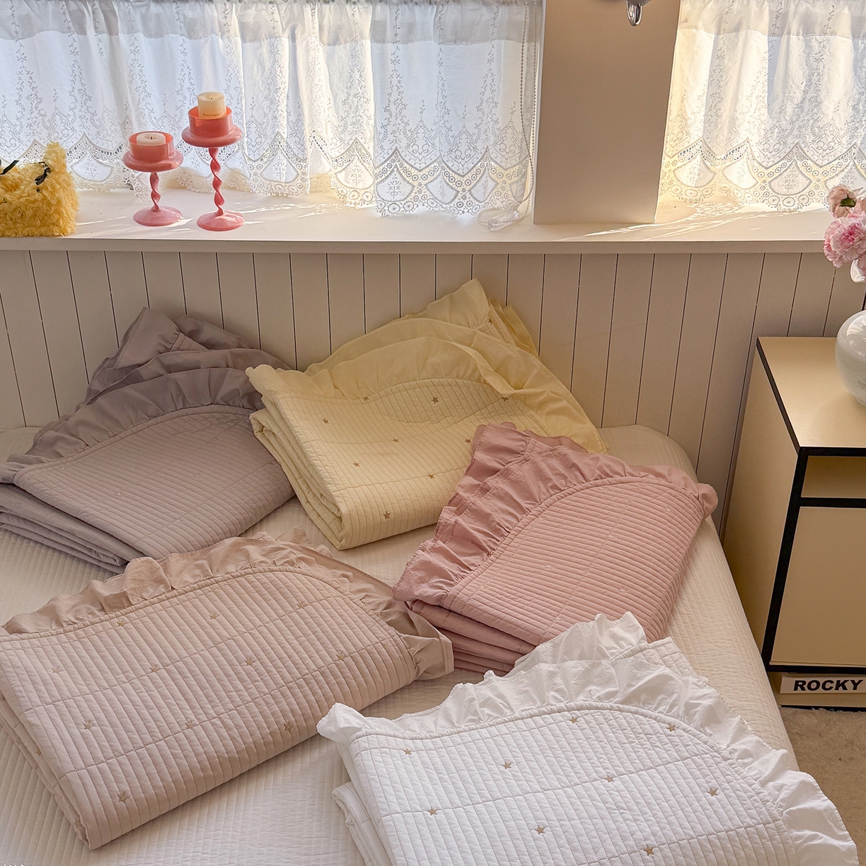 91家纺网 家纺一手货源 找家纺 诗黛尔 2026春夏新款星空间双面60支水洗全棉床盖三件套/四件套 组合