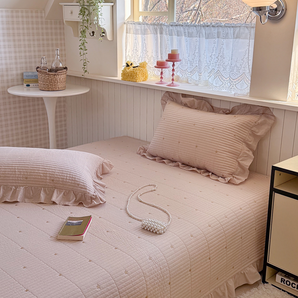 91家纺网 家纺一手货源 找家纺 诗黛尔 2026春夏新款星空间双面60支水洗全棉床盖三件套/四件套 星空间-浅咖