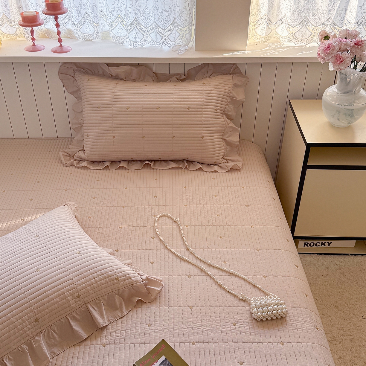 91家纺网 家纺一手货源 找家纺 诗黛尔 2026春夏新款星空间双面60支水洗全棉床盖三件套/四件套 星空间-浅咖