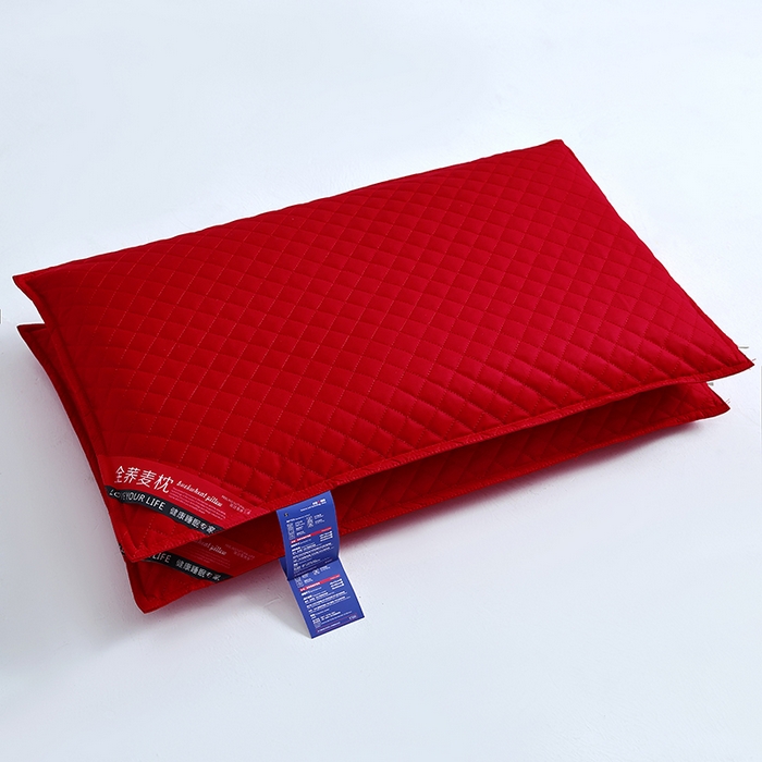 （总）糖果枕芯 2026新款经典爆款全棉天然绗绣小方格大红婚庆全荞麦护颈枕保健枕头枕芯