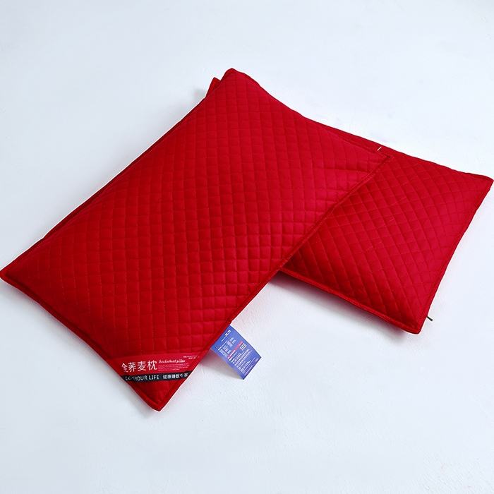 91家纺网 家纺一手货源 找家纺 （总）糖果枕芯 2026新款经典爆款全棉天然绗绣小方格大红婚庆全荞麦护颈枕保健枕头枕芯