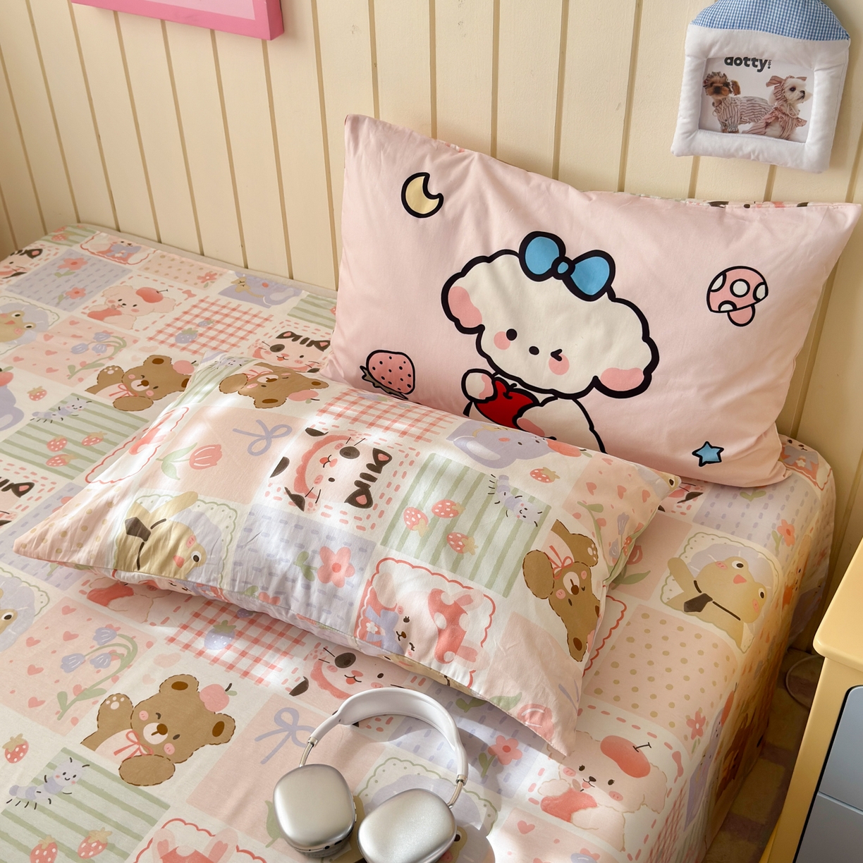 91家纺网 家纺一手货源 找家纺 （总）乐童家纺 2026新款13370纯棉毛巾绣呆萌系列四件套第一波