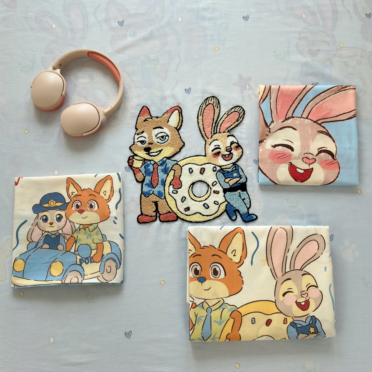 91家纺网 家纺一手货源 找家纺 乐童家纺 2026新款13370纯棉毛巾绣呆萌系列四件套第一波 萌趣CP