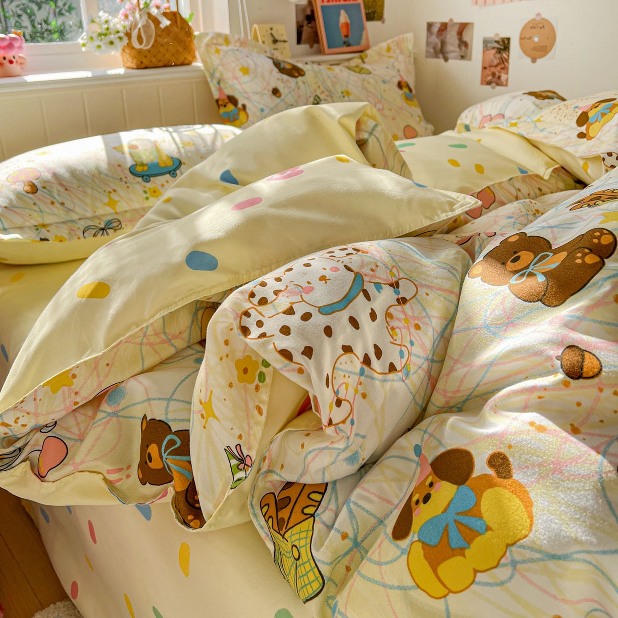 91家纺网 家纺一手货源 找家纺 花伞家居 2026直播网销斜纹加厚磨毛印花植物羊绒四件套（更多花型见二链接）凌乱小狗