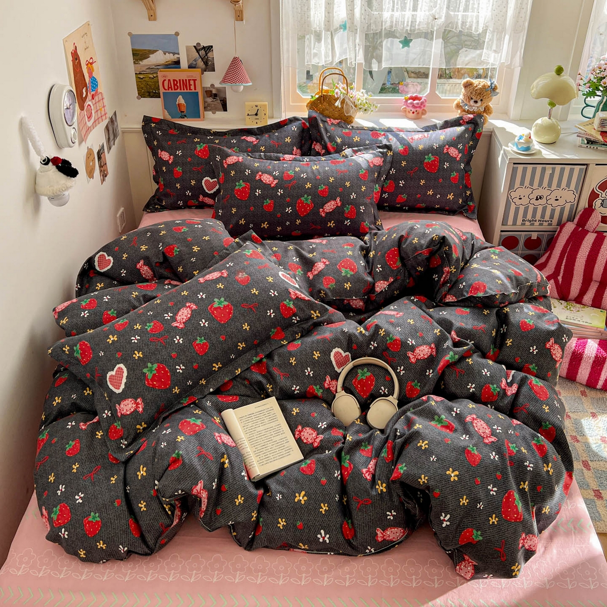 91家纺网 家纺一手货源 找家纺 花伞家居 2026直播网销斜纹加厚磨毛印花植物羊绒四件套（更多花型见二链接）莓莓星冰乐