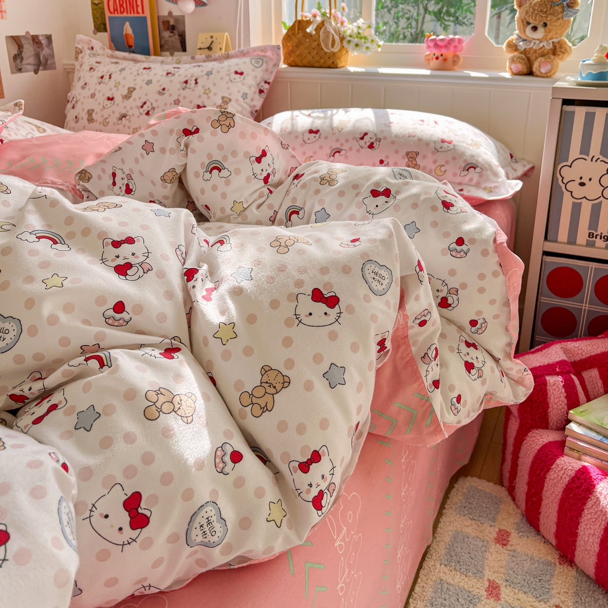 91家纺网 家纺一手货源 找家纺 花伞家居 2026直播网销斜纹加厚磨毛印花植物羊绒四件套（更多花型见二链接）奶团子