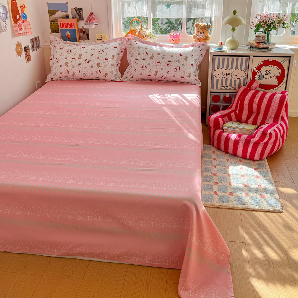 91家纺网 家纺一手货源 找家纺 花伞家居 2026直播网销斜纹加厚磨毛印花植物羊绒四件套（更多花型见二链接）奶团子