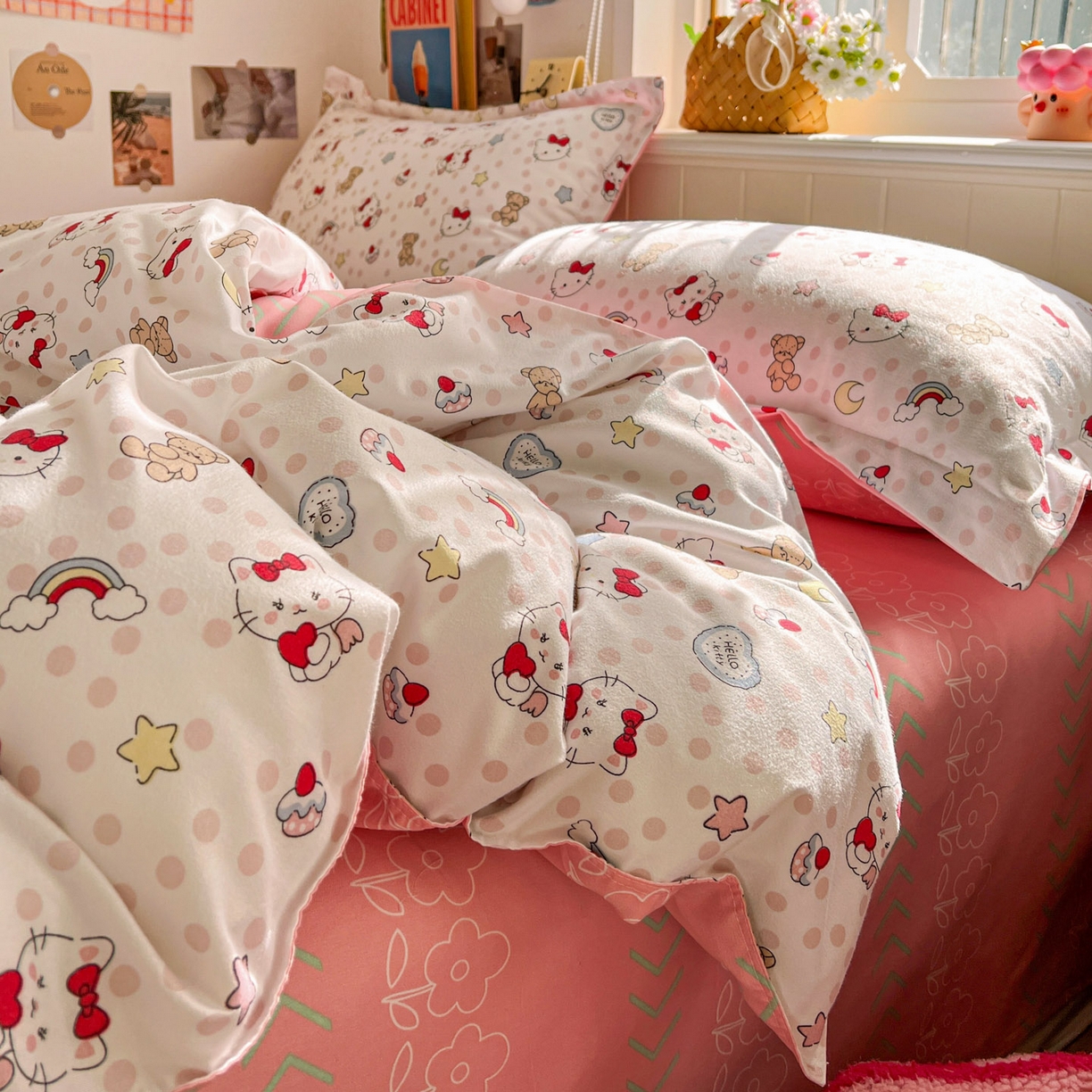 91家纺网 家纺一手货源 找家纺 花伞家居 2026直播网销斜纹加厚磨毛印花植物羊绒四件套（更多花型见二链接）奶团子