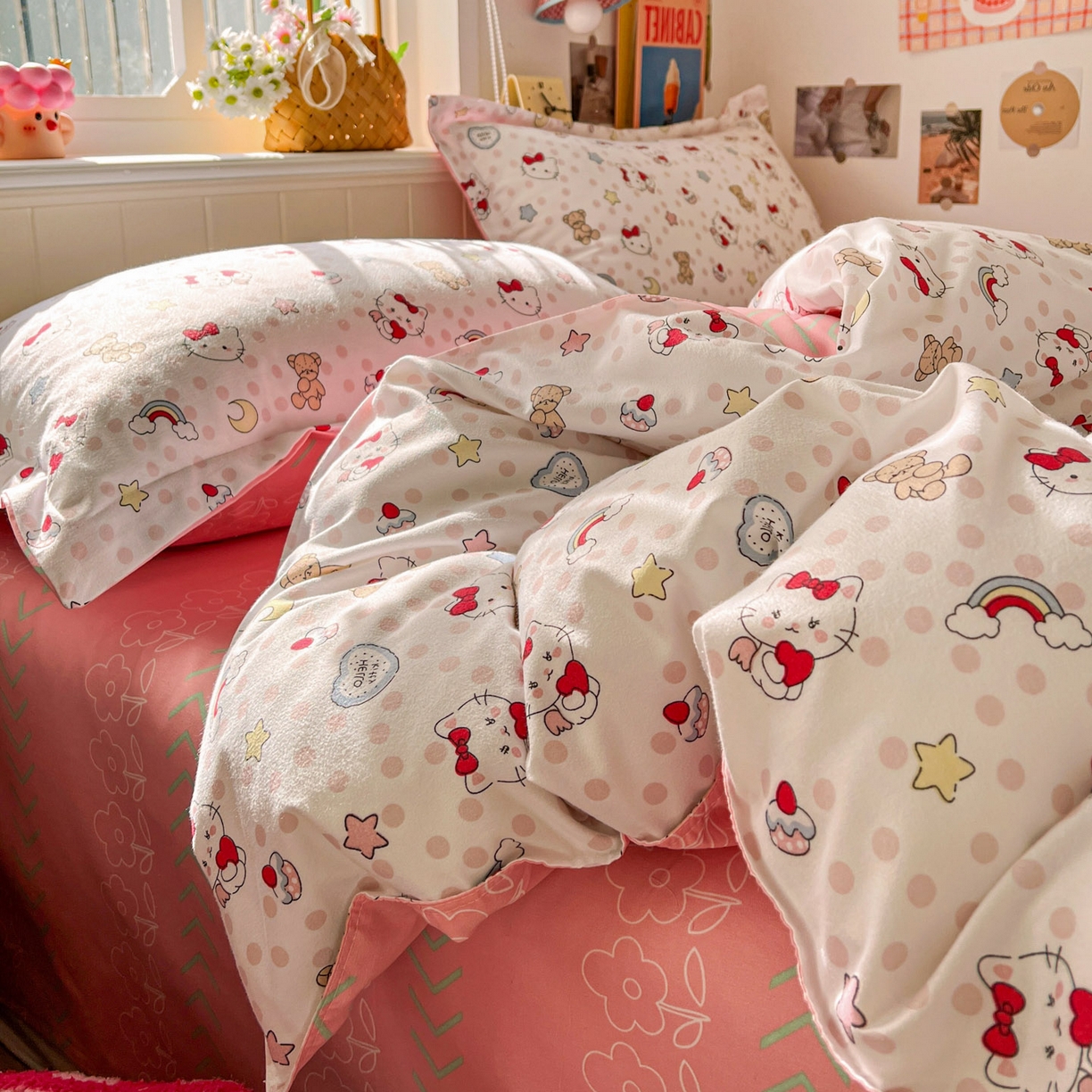 91家纺网 家纺一手货源 找家纺 花伞家居 2026直播网销斜纹加厚磨毛印花植物羊绒四件套（更多花型见二链接）奶团子