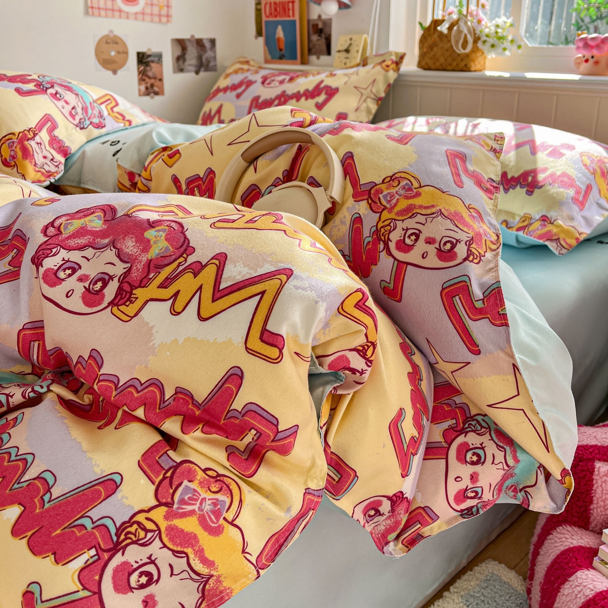 91家纺网 家纺一手货源 找家纺 花伞家居 2026直播网销斜纹加厚磨毛印花植物羊绒四件套（更多花型见二链接）淘气精灵