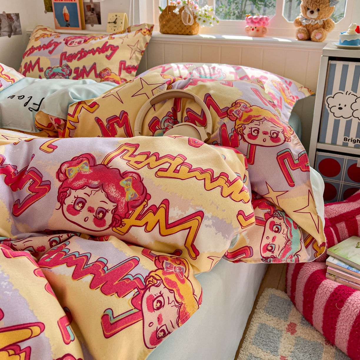 91家纺网 家纺一手货源 找家纺 花伞家居 2026直播网销斜纹加厚磨毛印花植物羊绒四件套（更多花型见二链接）淘气精灵