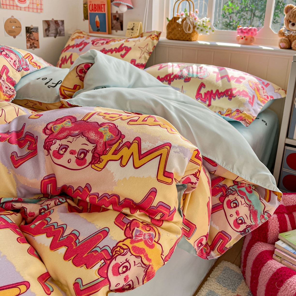 91家纺网 家纺一手货源 找家纺 花伞家居 2026直播网销斜纹加厚磨毛印花植物羊绒四件套（更多花型见二链接）淘气精灵