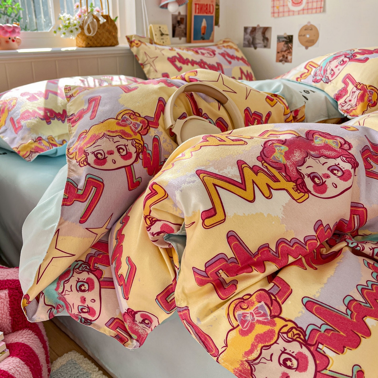 91家纺网 家纺一手货源 找家纺 花伞家居 2026直播网销斜纹加厚磨毛印花植物羊绒四件套（更多花型见二链接）淘气精灵