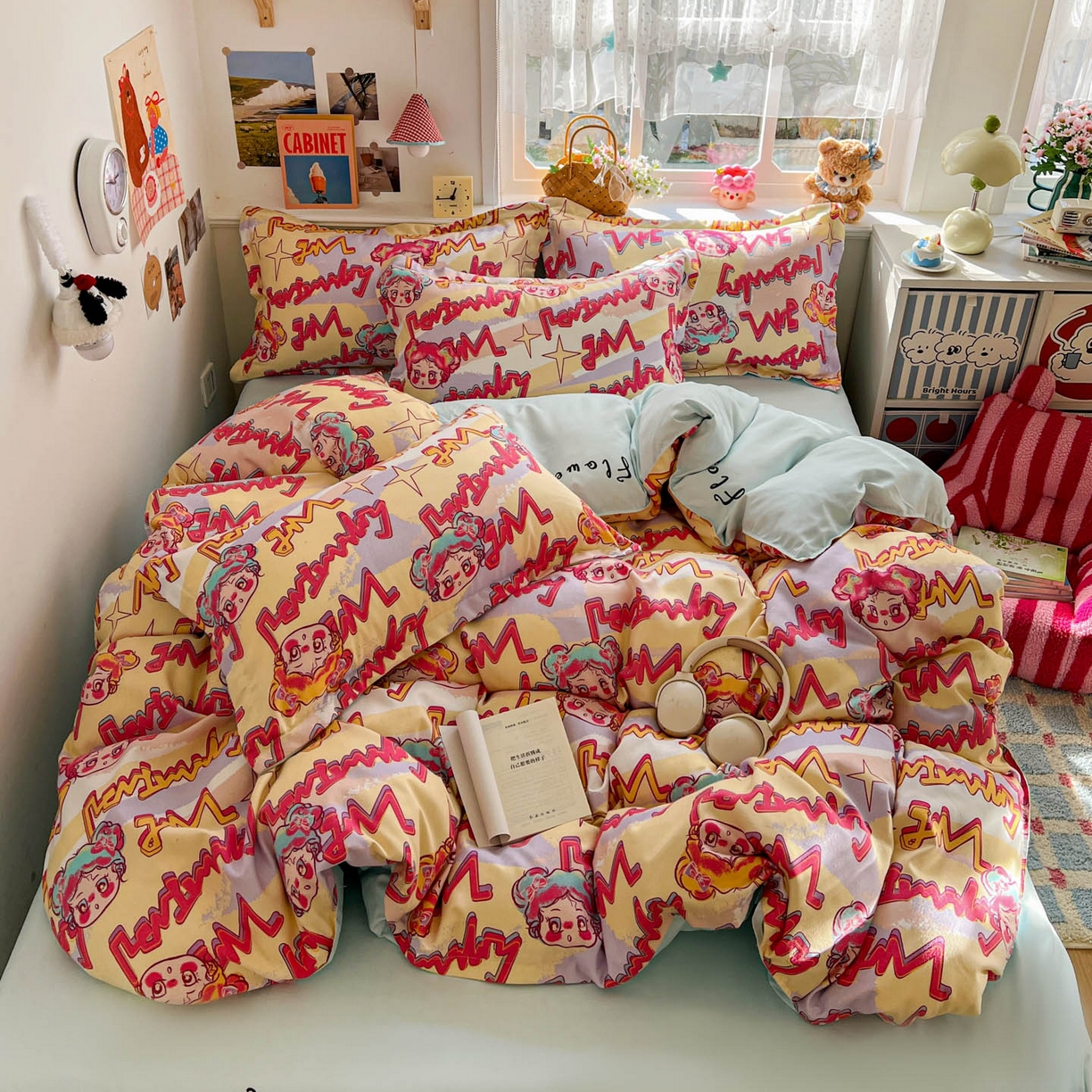 91家纺网 家纺一手货源 找家纺 花伞家居 2026直播网销斜纹加厚磨毛印花植物羊绒四件套（更多花型见二链接）淘气精灵