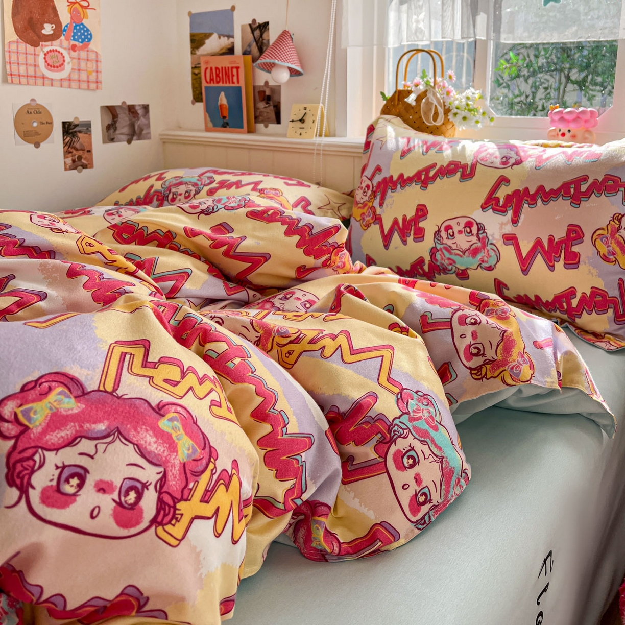 91家纺网 家纺一手货源 找家纺 花伞家居 2026直播网销斜纹加厚磨毛印花植物羊绒四件套（更多花型见二链接）淘气精灵