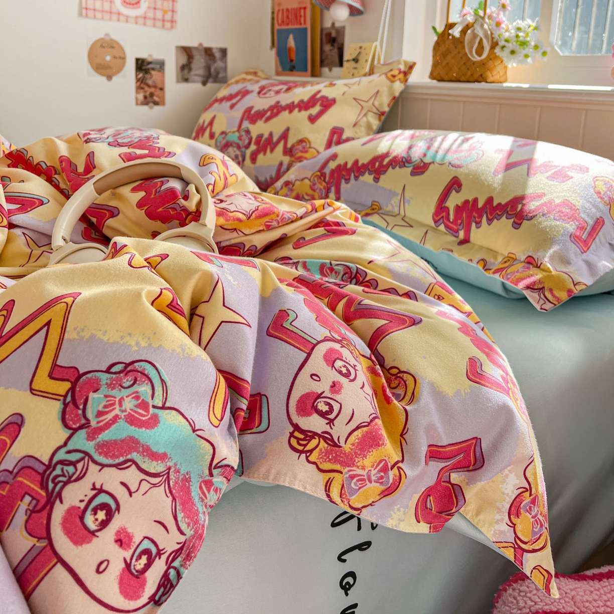 91家纺网 家纺一手货源 找家纺 花伞家居 2026直播网销斜纹加厚磨毛印花植物羊绒四件套（更多花型见二链接）淘气精灵