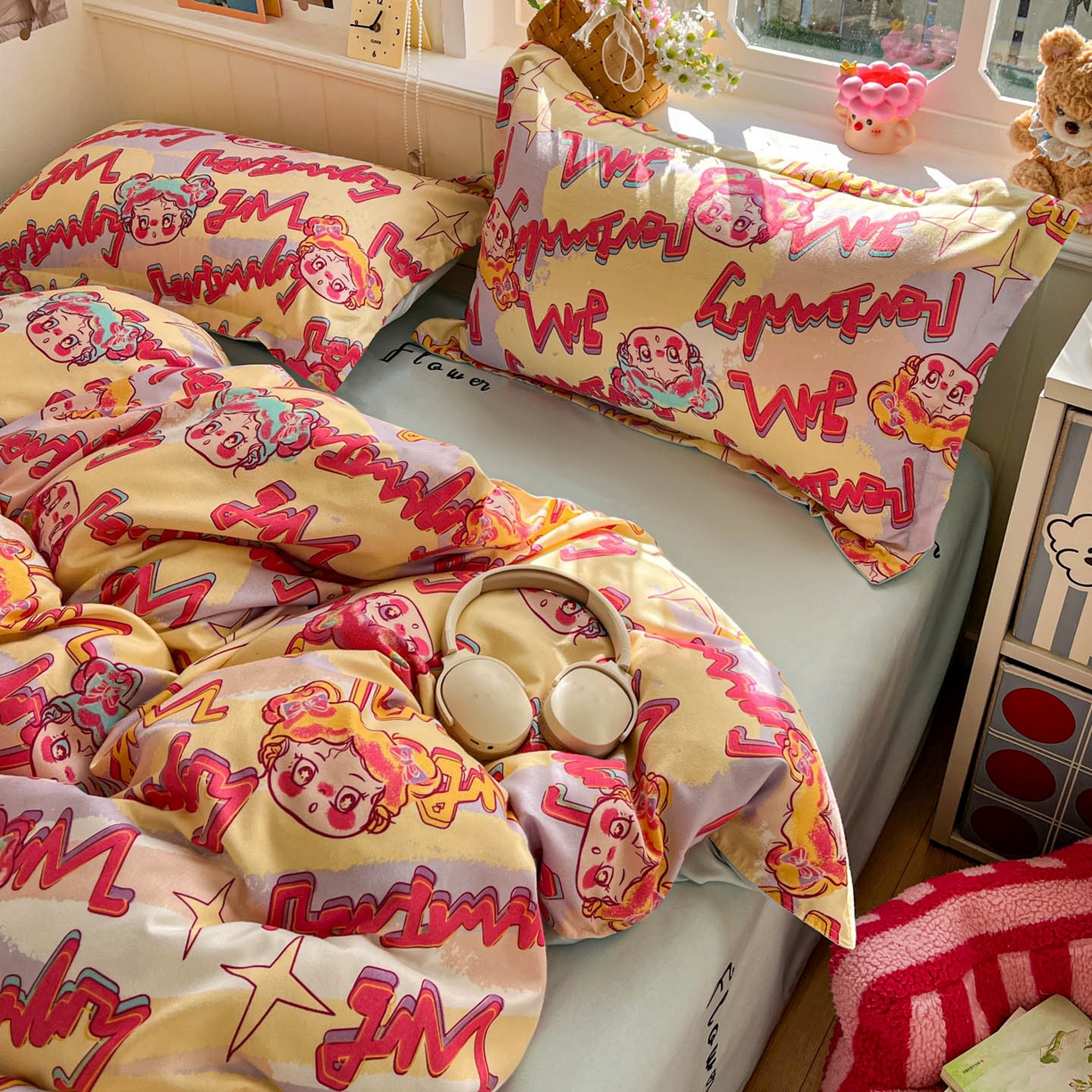 91家纺网 家纺一手货源 找家纺 花伞家居 2026直播网销斜纹加厚磨毛印花植物羊绒四件套（更多花型见二链接）淘气精灵