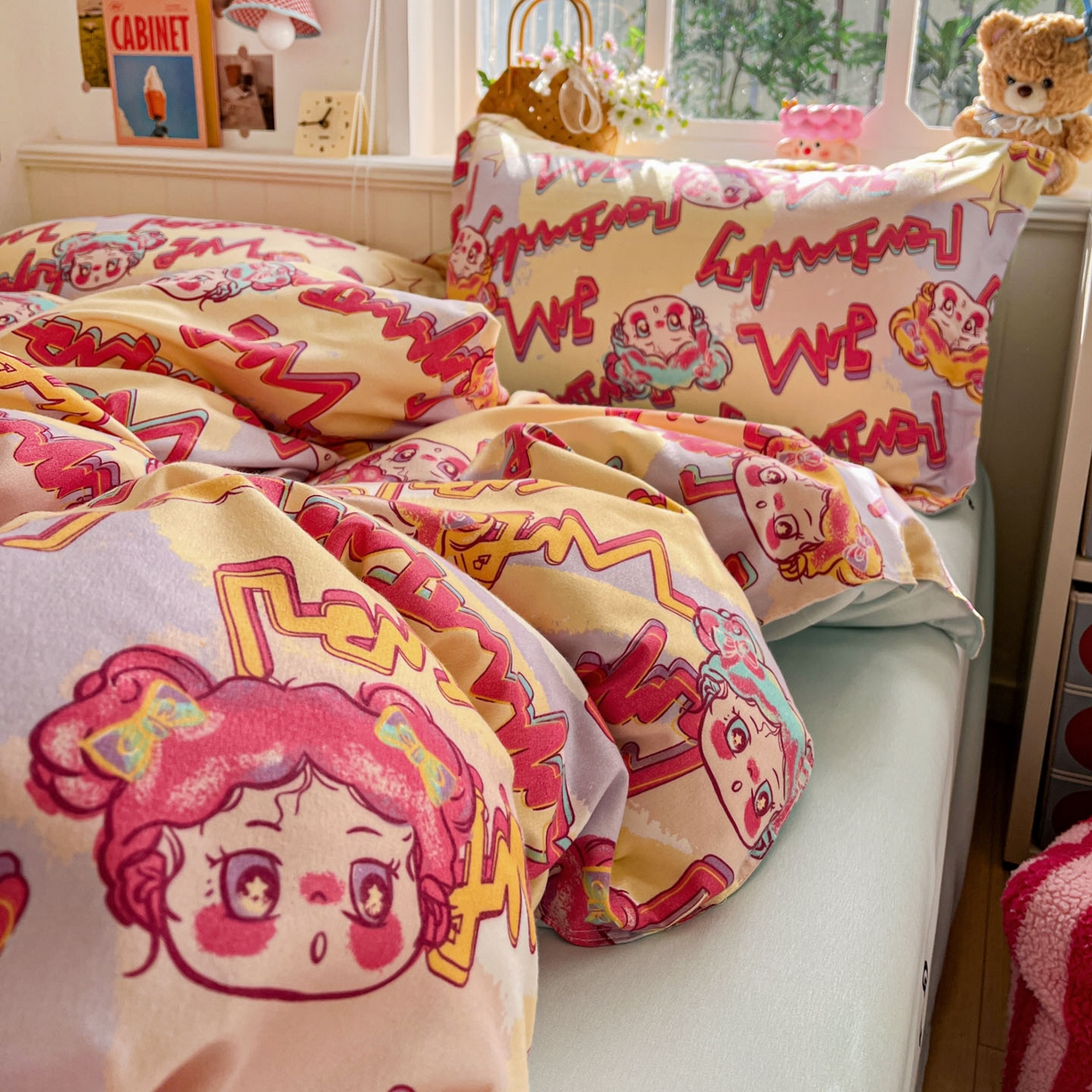 91家纺网 家纺一手货源 找家纺 花伞家居 2026直播网销斜纹加厚磨毛印花植物羊绒四件套（更多花型见二链接）淘气精灵