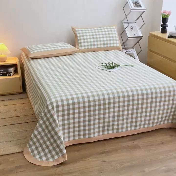 91家纺网 家纺一手货源 找家纺 （总）首爱 2025新款全棉加厚宽边老粗布凉席三件套